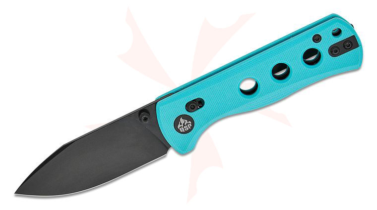 QSP Knives Canary Glyde Lock Folding Knife 2.84 inch 14C28N Black Drop Point Blade, Tiffany Blue G10 Handles