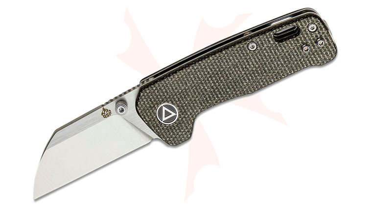 QSP Knives Penguin Mini Folding Knife 2.25 inch 14C28N Two-Tone Satin Sheepsfoot Blade, Dark Brown Micarta Handles