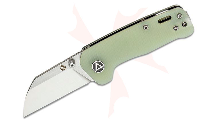 QSP Knives Penguin Mini Folding Knife 2.25 inch 14C28N Two-Tone Satin Sheepsfoot Blade, Natural (Jade) G10 Handles