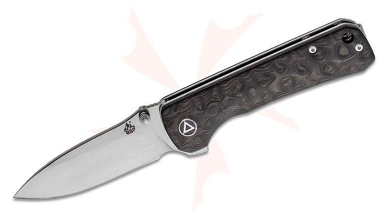 QSP Knives Hawk Flipper Knife 3.25 inch CPM-S35VN Satin Drop Point Blade, Carbon Fiber Handles