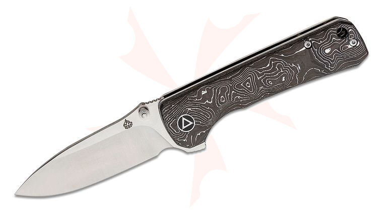 QSP Knives Hawk Flipper Knife 3.25 inch CPM-S35VN Satin Drop Point Blade, Aluminum Foil Carbon Fiber Handles