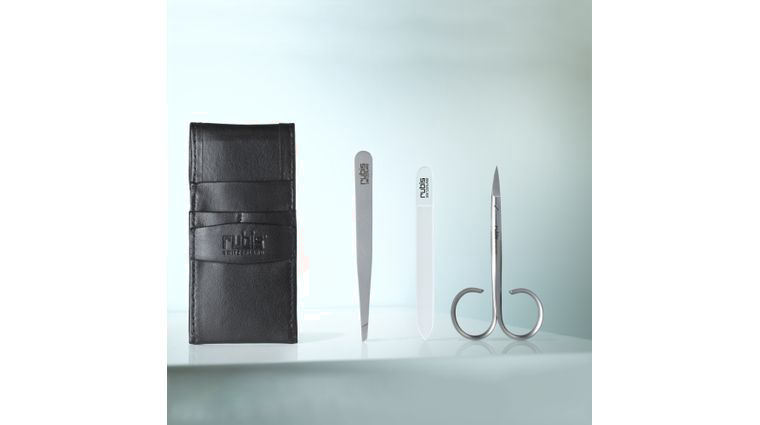 Rubis Swiss Made 3 Piece Deluxe Manicure Set in Leather Case