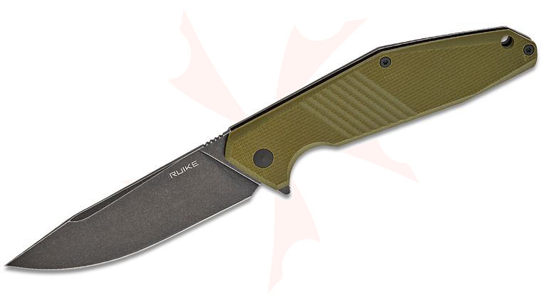 RUIKE Knives D191 Flipper Knife 3.81 inch 8Cr13MoV Black Stonewashed Drop Point Blade, Green G10 and Black Stonewashed Stainless Steel Handles