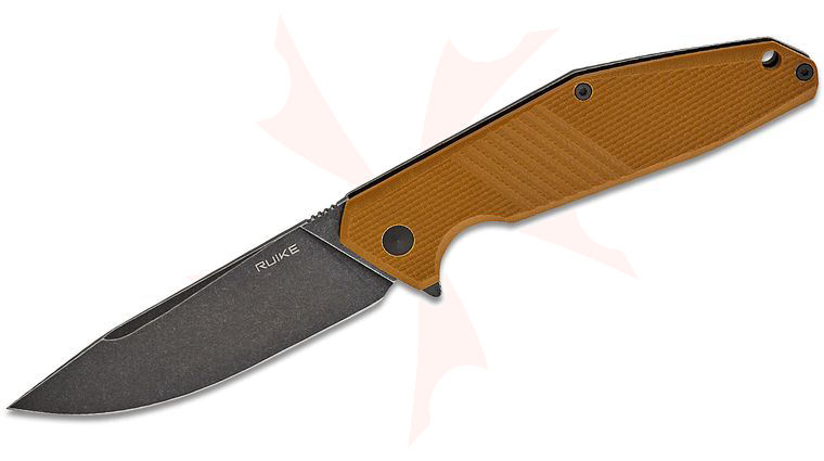 RUIKE Knives D191 Flipper Knife 3.81 inch 8Cr13MoV Black Stonewashed Drop Point Blade, Brown G10 and Black Stonewashed Stainless Steel Handles