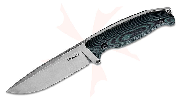 RUIKE Knives Jager F118 Fixed 4.33 inch Stonewashed Blade, Green/Black G10 Handles, Black ABS Sheath