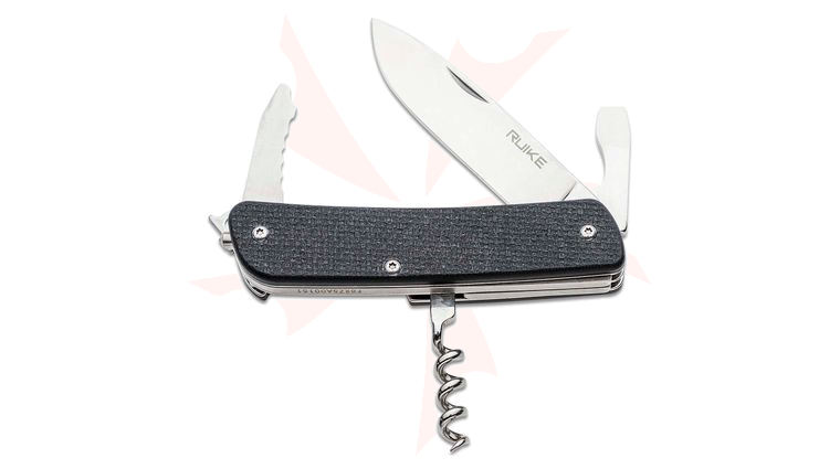 RUIKE Knives M-Series Multi-Functional Knife 2.79 inch Polished Blade, Black G10 Handles