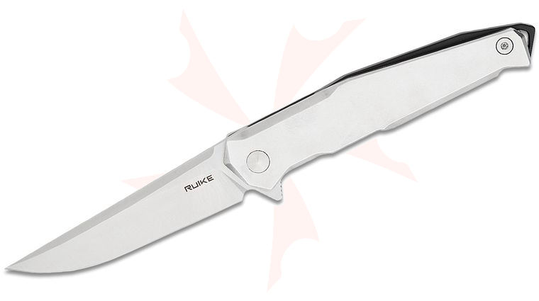 RUIKE Knives P108 Beta Plus Flipper 3.46 inch 14C28N Satin Blade, Stonewashed Stainless Steel Handles