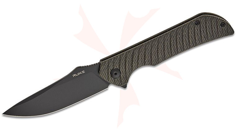 RUIKE Knives P123-MB Flipper Knife 3.6 inch 14C28N Black Drop Point Blade, Black Micarta Handles