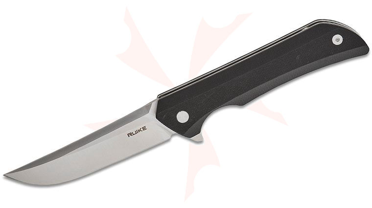 RUIKE Knives Hussar P121 Flipper 3.46 inch 14C28N Satin Blade, Black G10 Handles