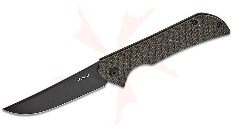 RUIKE Knives P122-MB Flipper Knife 3.6 inch 14C28N Black Clip Point Blade, Black Micarta Handles