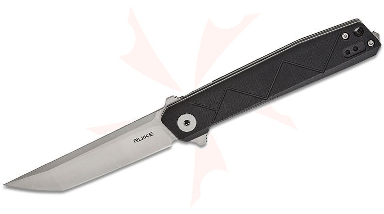RUIKE Knives P127 Flipper Knife 3.58 inch 14C28N Satin Tanto Blade, Black G10 Handles