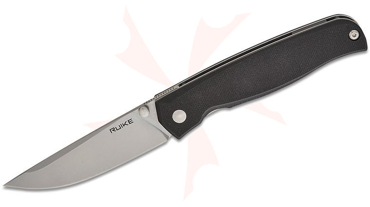 RUIKE Knives P661-B Folding Knife 2.91 inch 14C28N Bead Blast Drop Point Blade, Black G10 Handles