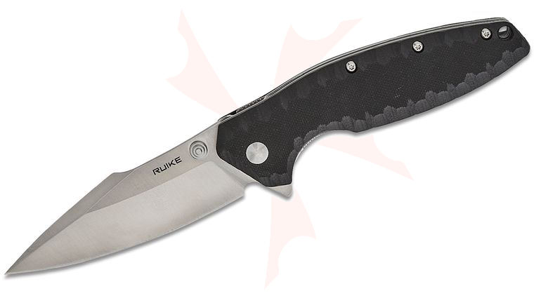 RUIKE Knives P843 Flipper Knife 3.54 inch 12C27 Satin Harpoon Point Blade, Black G10 Handles