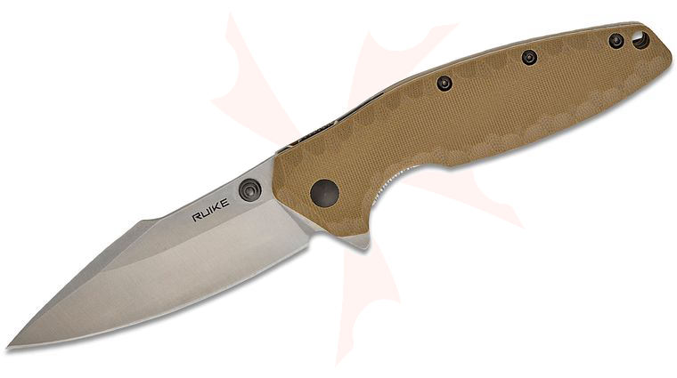 RUIKE Knives P843 Flipper Knife 3.54 inch 12C27 Satin Harpoon Point Blade, Sand G10 Handles
