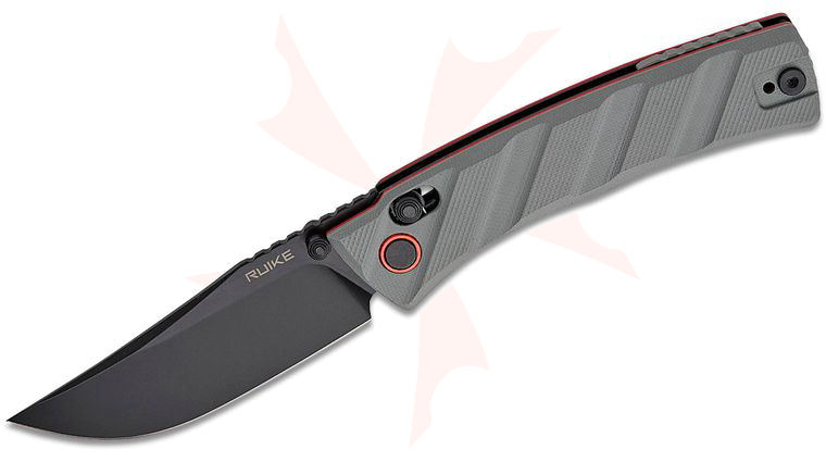 RUIKE Knives P856-K Crossbar Folding Knife 3.11 inch Sandvik 14C28N Black Clip Point Blade, Gray G10 Handles