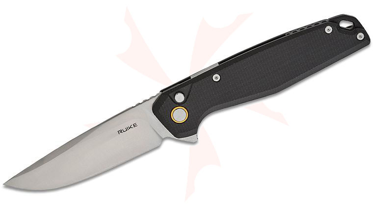 RUIKE Knives P873-MB Flipper Knife 3.46 inch 14C28N Satin Drop Point Blade, Black Micarta Handles
