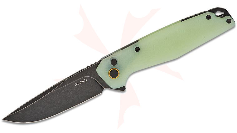 RUIKE Knives P873-C Flipper Knife 3.46 inch 14C28N Black Stonewashed Drop Point Blade, Jade G10 Handles