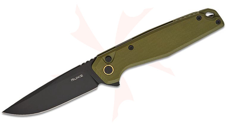 RUIKE Knives P873-G Flipper Knife 3.46 inch 14C28N Black Drop Point Blade, Green G10 Handles