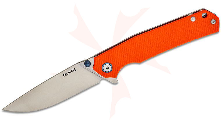 RUIKE Knives P801 Flipper Knife 3.46 inch 14C28N Stonewashed Blade, Orange G10 and Stonewashed Steel Handles