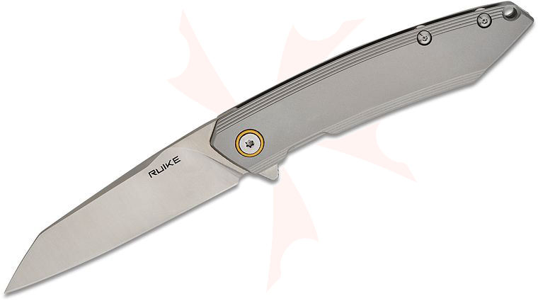 RUIKE Knives P831S Flipper Knife 3.35 inch 14C28N Satin Reverse Tanto Blade, Sandblasted Stainless Steel Handles