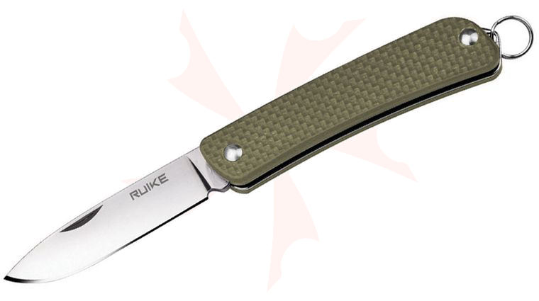 RUIKE Knives Criterion Collection S11 Keyring Knife 2.1 inch Polished Blade, OD Green G10 Handles