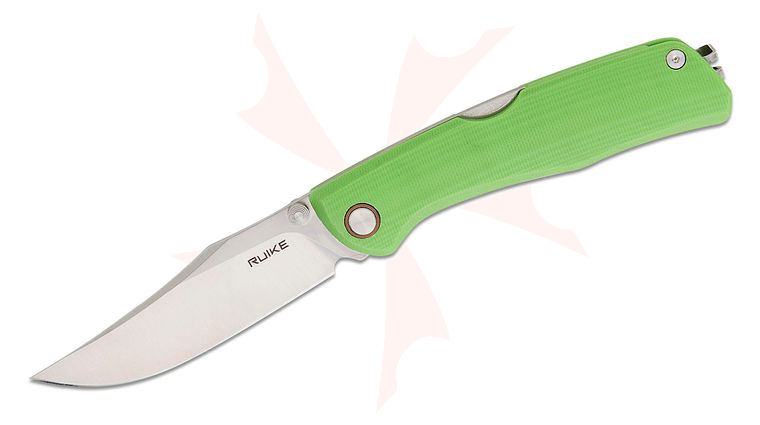 RUIKE Knives P882-G Folding Knife 3.35 inch Sandvik 12C27 Satin Clip Point Blade, Green G10 Handles