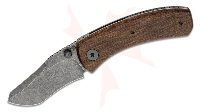 Rainy Day Knives Custom Model 2 Folding Knife 2.75 inch CPM-3V Acid Washed Modified Recurve Tanto Blade, Vintage G3 Micarta Handles with Zirconium/Stainless Hardware