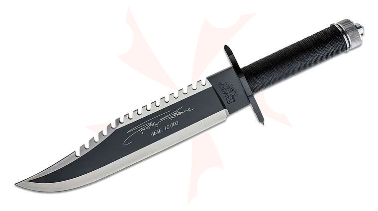 Rambo First Blood Part II Sylvester Stallone Signature Edition 10 inch Blade, Black Nylon Cord Handle