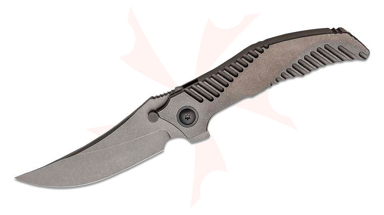 Peter Rassenti Custom Persian Integral Flipper Knife 3.75 inch CTS-XHP Stonewashed Blade, Single-Piece Milled Titanium Handle, Zirconium Pivot and Collar