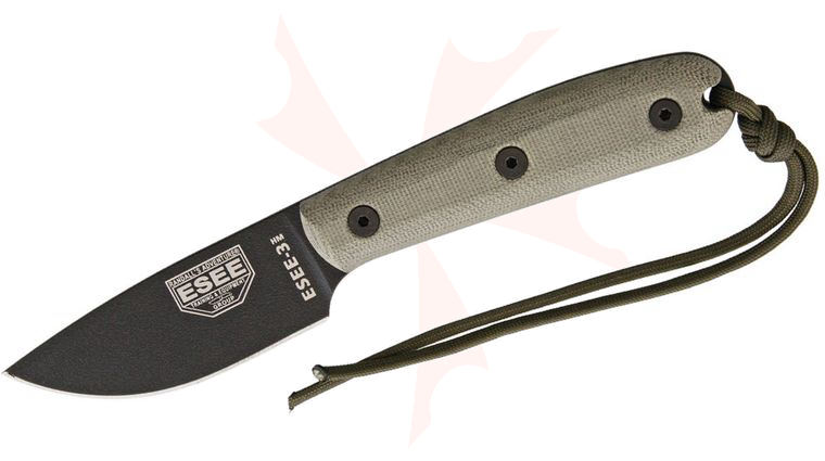 ESEE Knives ESEE-3HM-B Plain Edge, Modified Micarta Handles, Brown Leather Sheath