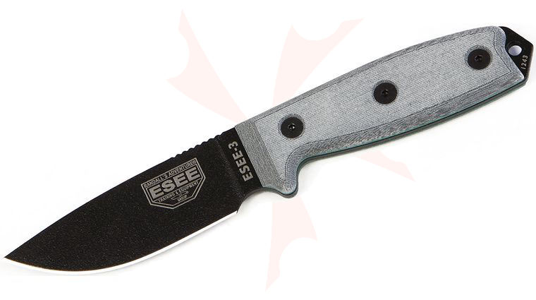 ESEE Knives ESEE-3P Plain Edge, Coyote Brown Sheath, Clip Plate