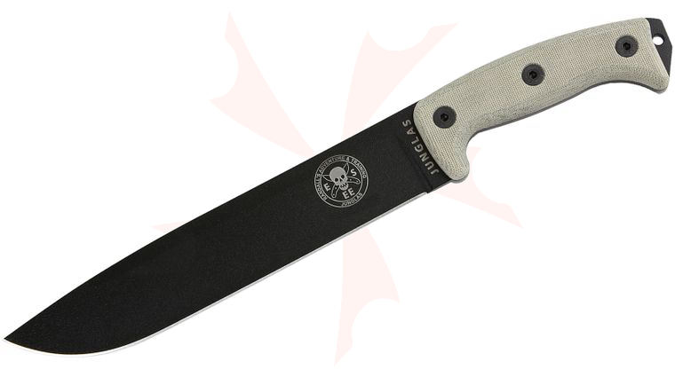 ESEE Knives Junglas Machete 10.38 inch Black Blade, Micarta Handles, Kydex Sheath