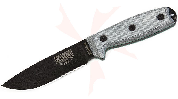 ESEE Knives ESEE-4S Combo Edge, Coyote Brown Sheath, Clip Plate