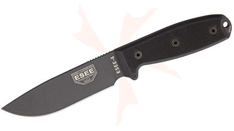 ESEE Knives ESEE-4P-TG-B Gunsmoke Plain Edge, Black G10 Handles, Black Sheath, Clip Plate
