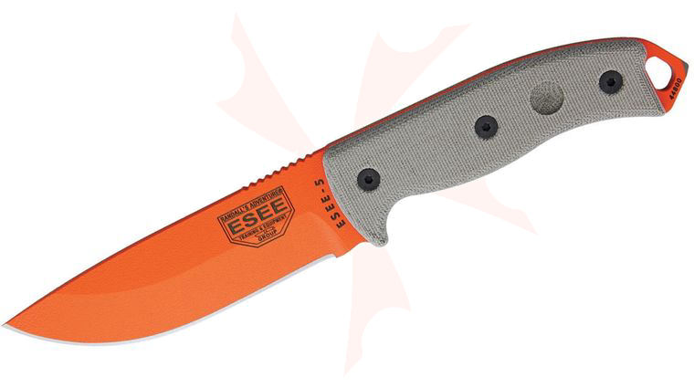 ESEE Knives ESEE-5P-OG Orange Plain Edge, Black Kydex Sheath, Clip Plate