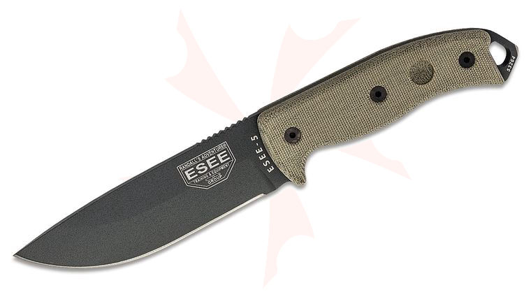 ESEE Knives ESEE-5P-TG Gunsmoke Plain Edge, Black Kydex Sheath, Clip Plate
