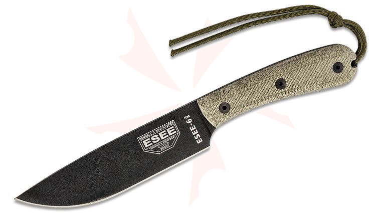 ESEE Knives ESEE-6HM-B Plain Edge, Modified Micarta Handles, Brown Leather Sheath