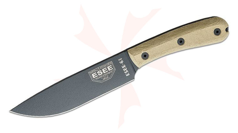 ESEE Knives ESEE-6HM-K Plain Edge, Modified Micarta Handles, Kydex Sheath, Clip Plate
