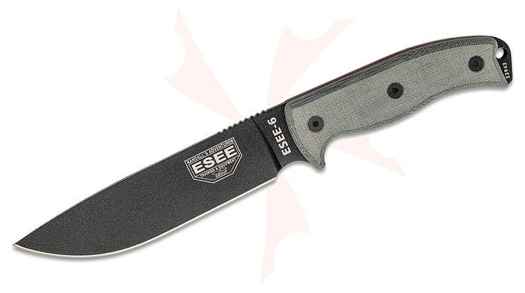 ESEE Knives ESEE-6P-OD Plain Edge, Gray Micarta Handles, OD Green Sheath, Clip Plate