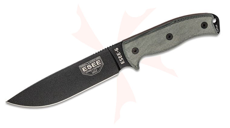 ESEE Knives ESEE-6P-B Plain Edge, Black Sheath, Clip Plate