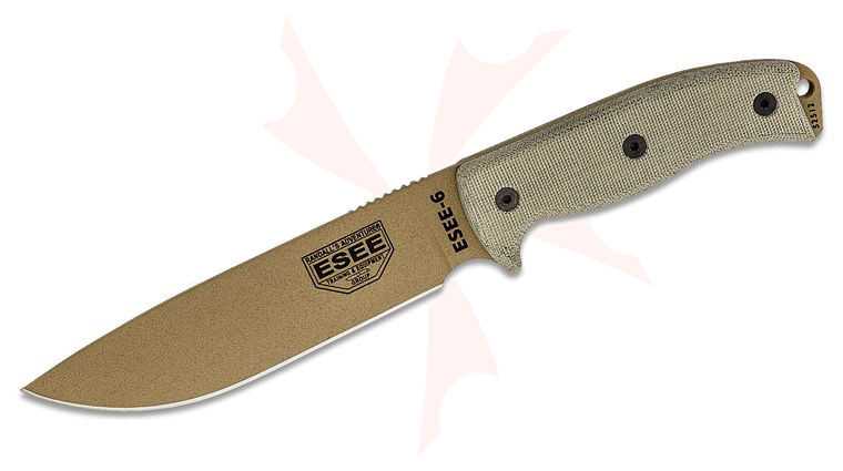 ESEE Knives ESEE-6P-DE Dark Earth Plain Edge, Black Sheath, Clip Plate
