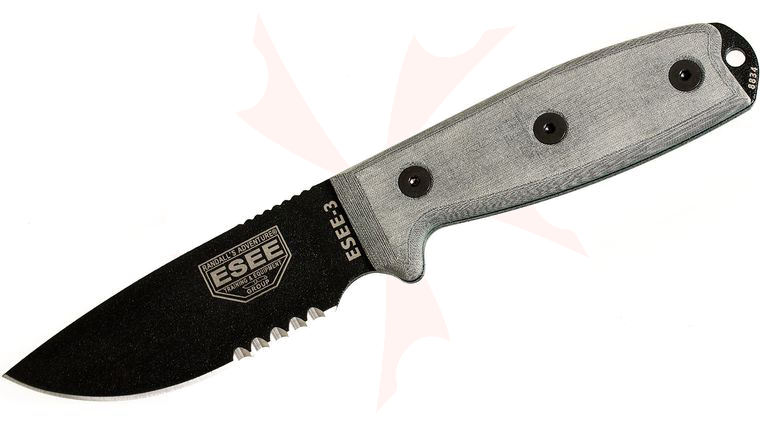 ESEE Knives ESEE-3SM Combo Edge, Rounded Pommel, Coyote Brown Sheath, Clip Plate
