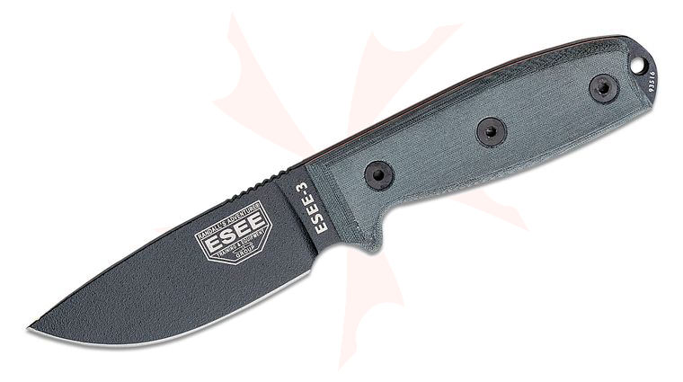 ESEE Knives ESEE-3PM-MB Plain Edge, Rounded Pommel, Coyote Brown Sheath, MOLLE Back and Clip Plate