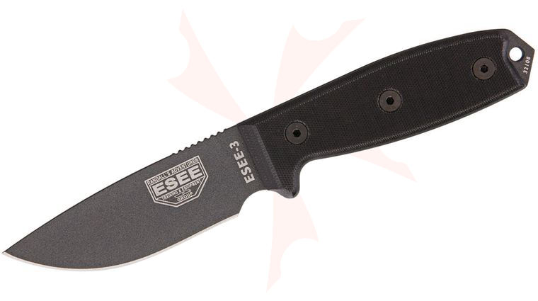 ESEE Knives ESEE-3P-TG-B Gunsmoke Plain Edge, Black G10 Handles, Black Sheath, Clip Plate