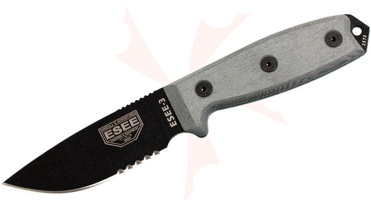 ESEE Knives ESEE-3S Combo Edge, Coyote Brown Sheath, Clip Plate