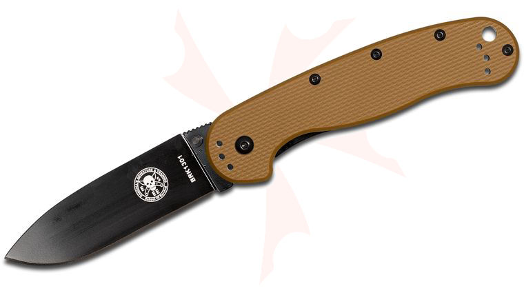 Avispa Folding Knife 3.5 inch Black D2 Blade, Coyote FRN and Stainless Steel Handles, Designed by ESEE
