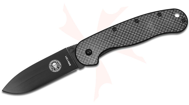 Avispa Folding Knife 3.5 inch Black D2 Blade, Carbon Fiber and Stainless Steel Handles, Designed by ESEE
