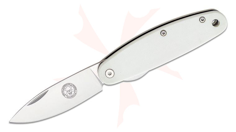 Churp Folding Knife 2.68 inch Satin D2 Blade, White G10 Handles, Designed by ESEE