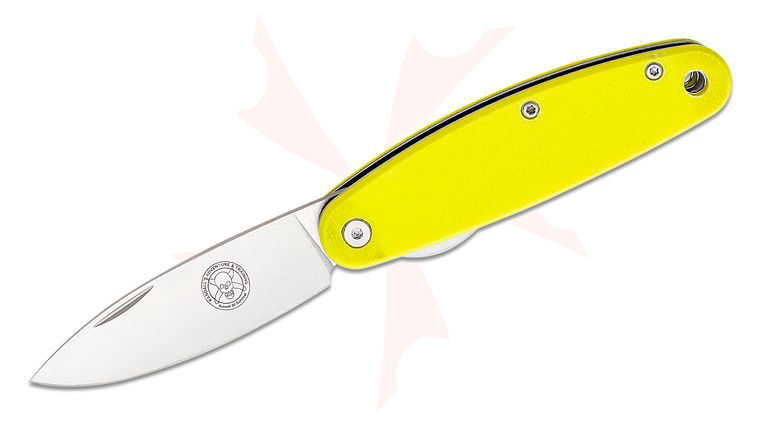 Churp Folding Knife 2.68 inch Satin D2 Blade, Yellow G10 Handles, Designed by ESEE