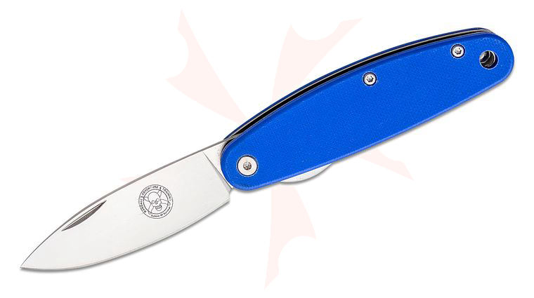 Churp Folding Knife 2.68 inch Satin D2 Blade, Blue G10 Handles, Designed by ESEE